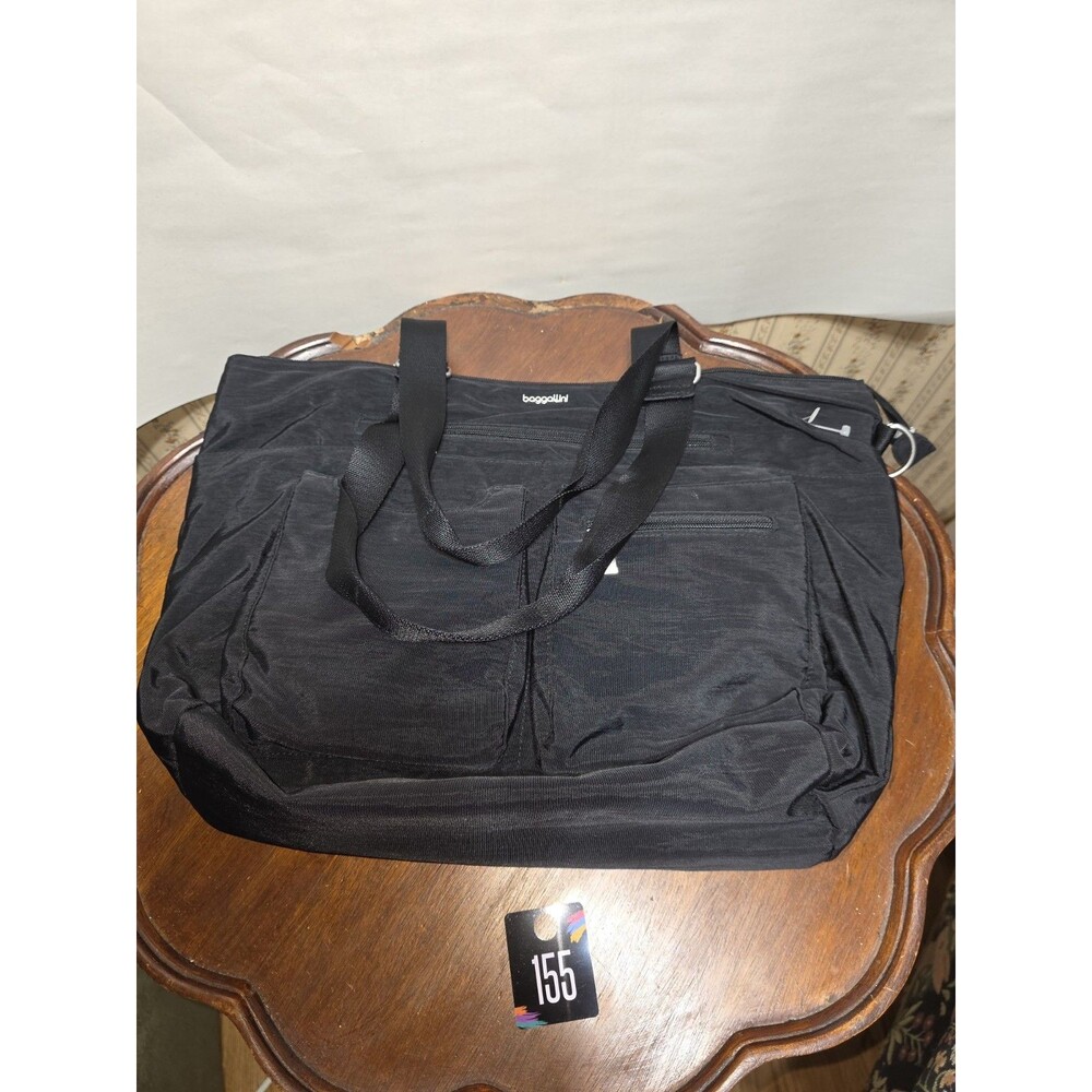 Baggallini Tote Black Laptop Travel Bag Crossbody Shoulder Pockets EUC